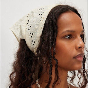 Free People Claro Eyelet Hair Scarf Ivory NWOT